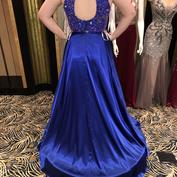 Sherri Hill Long Navy Blue 2 Piece Prom Dress - Picture 2 of 2